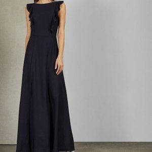 NWT Ted Baker London | Tie The Knot Ardenia Waterfall Ruffle Gown In Navy Size 3